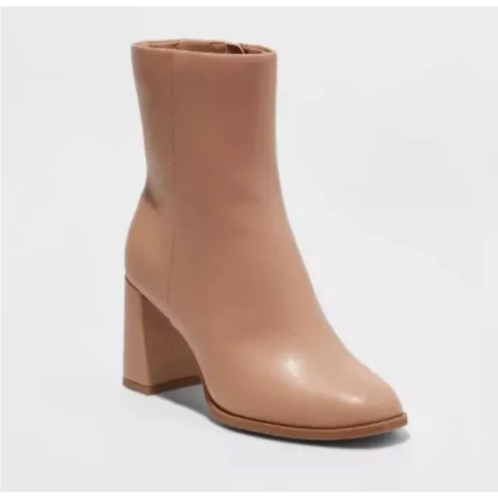 A New Day Janelle Dress Boots Women's Size 11 Tan Side Zip Booties NWT